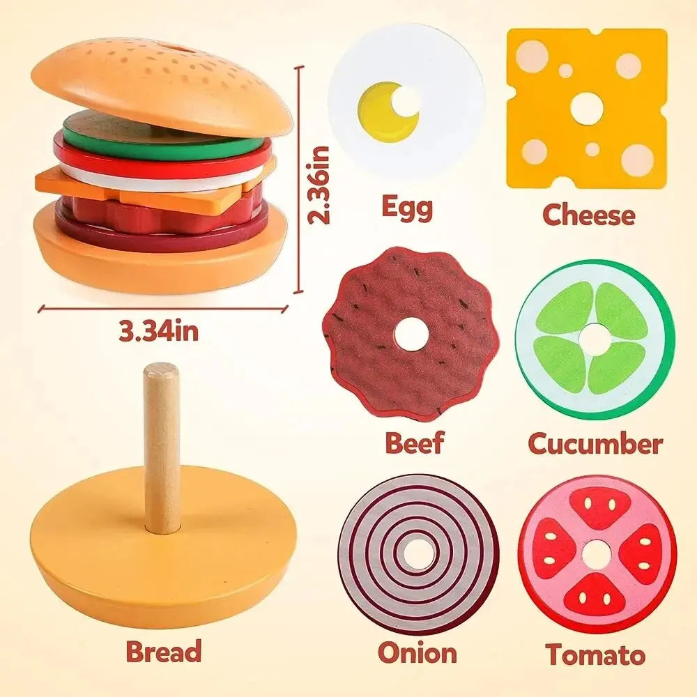 Wooden Hamburger Stacking Toys