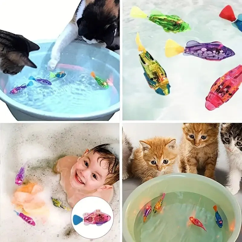 Electronic Fish Baby Summer Bath Toy Pet Cat Toys Swimming Robot Fish With LED Light Water Swim Pool Bathtub Toys Christmas Birt