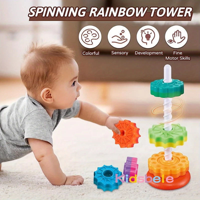 Rotated Rainbow Spinning Stacking Toys