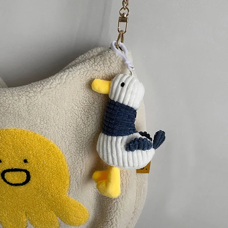 Stuffed Toy Stripe Duck Keychain