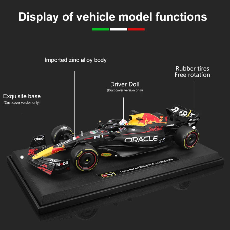 Bburago 1:18 2023 Red Bull RB19 F1 Racing Model Champion World Max Verstappen Diecast Alloy