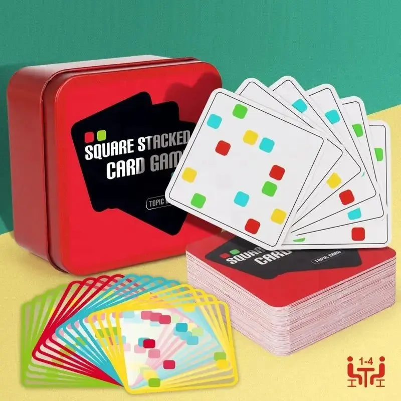 Square Stacked Card Game Puzzle Games Educational 64 Cards