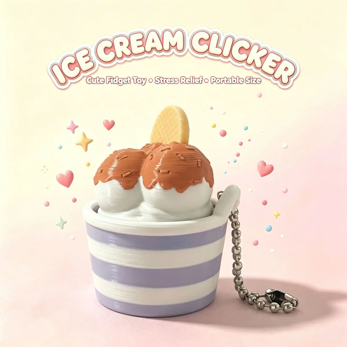 Ice Cream Cup Clicker Keychain