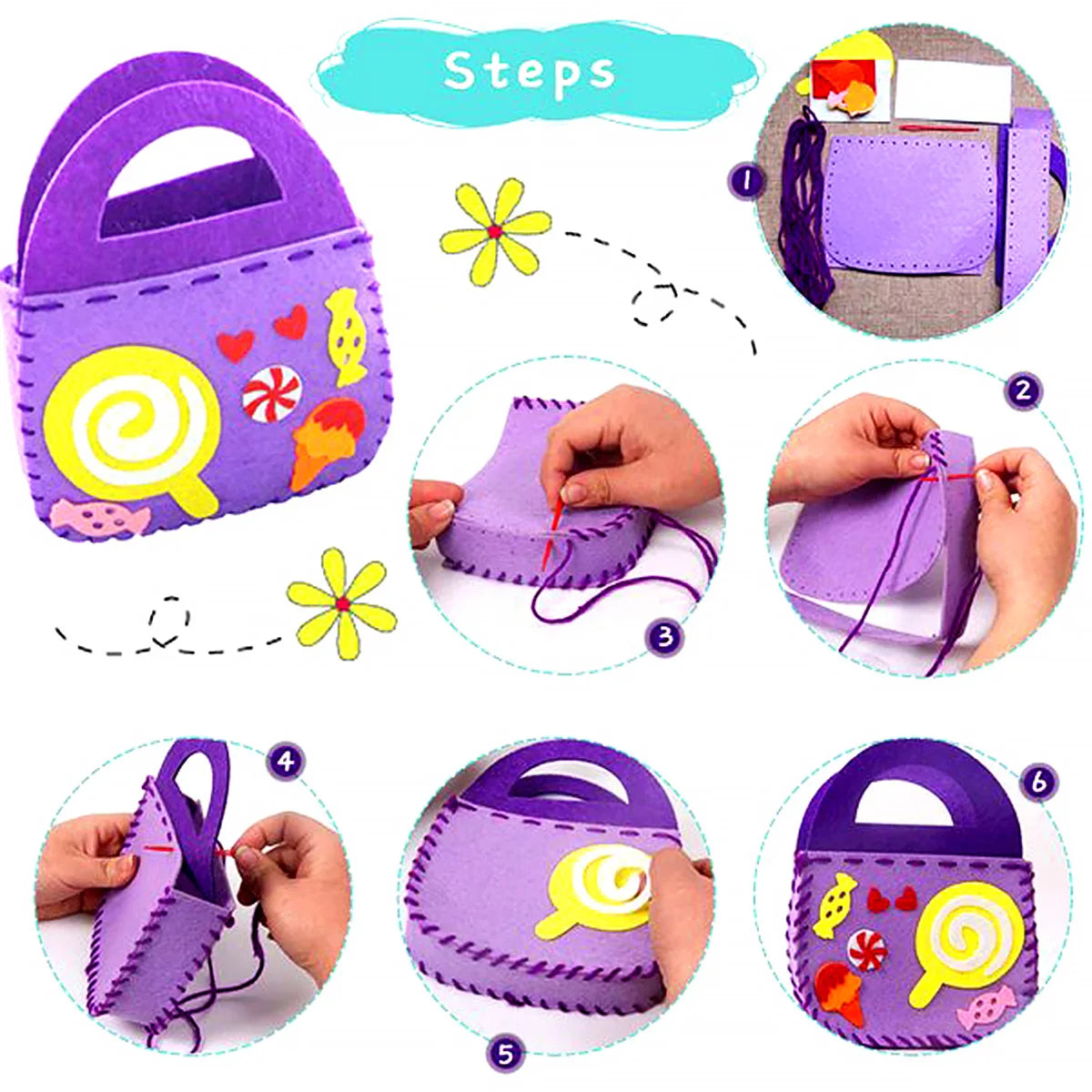 8Pcs Kids Sewing Kit DIY Felt