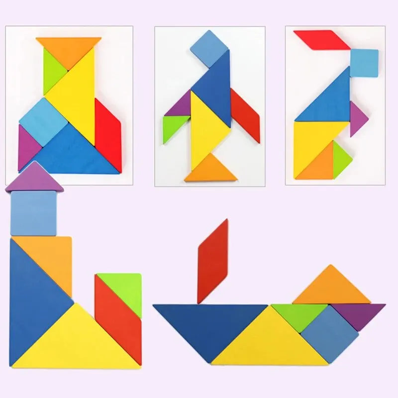 어린이 나무 다채로운 Tangram 직소 퍼즐 