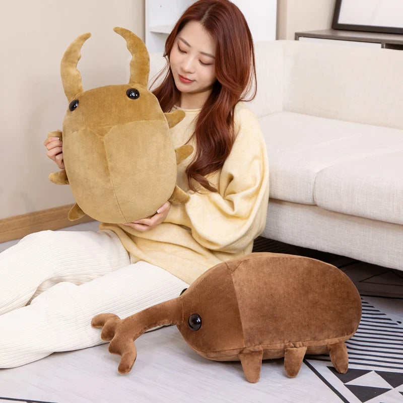 Simulation Insect Plush Toys Soft Cartoon Isopod Backpack Watermelon Worm Stuffed Hercules Beetle Toys Saw Shovel Stag Beetle