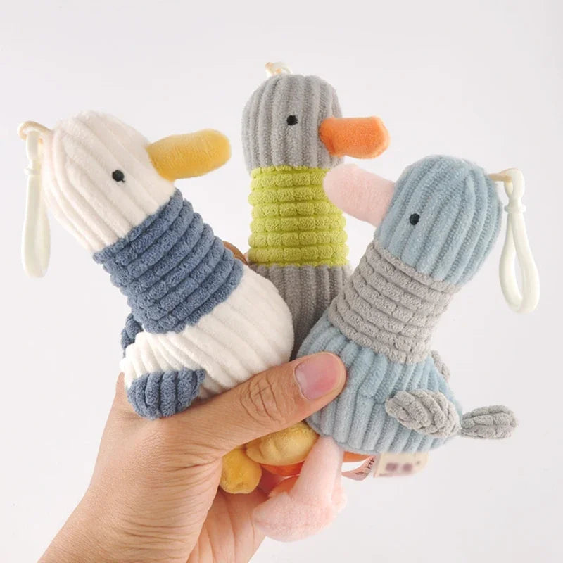 Stuffed Toy Stripe Duck Keychain