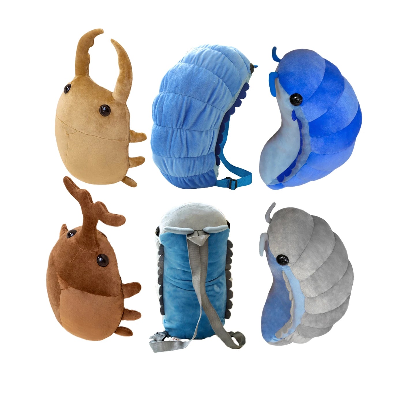 Simulation Insect Plush Toys Soft Cartoon Isopod Backpack Watermelon Worm Stuffed Hercules Beetle Toys Saw Shovel Stag Beetle