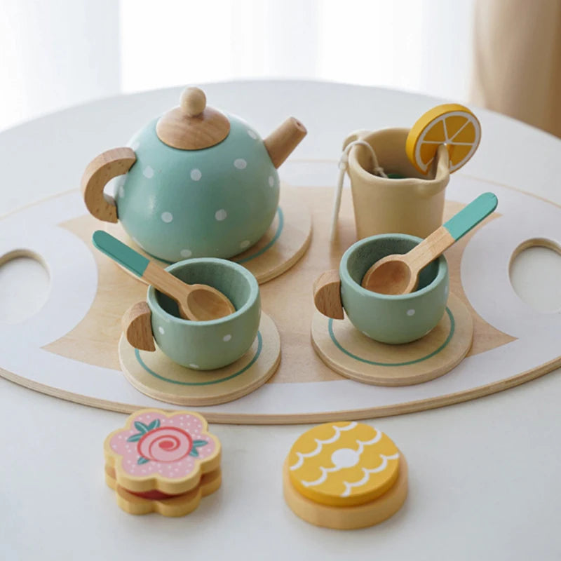 Wooden Afternoon Tea Set Toy Pretend Play