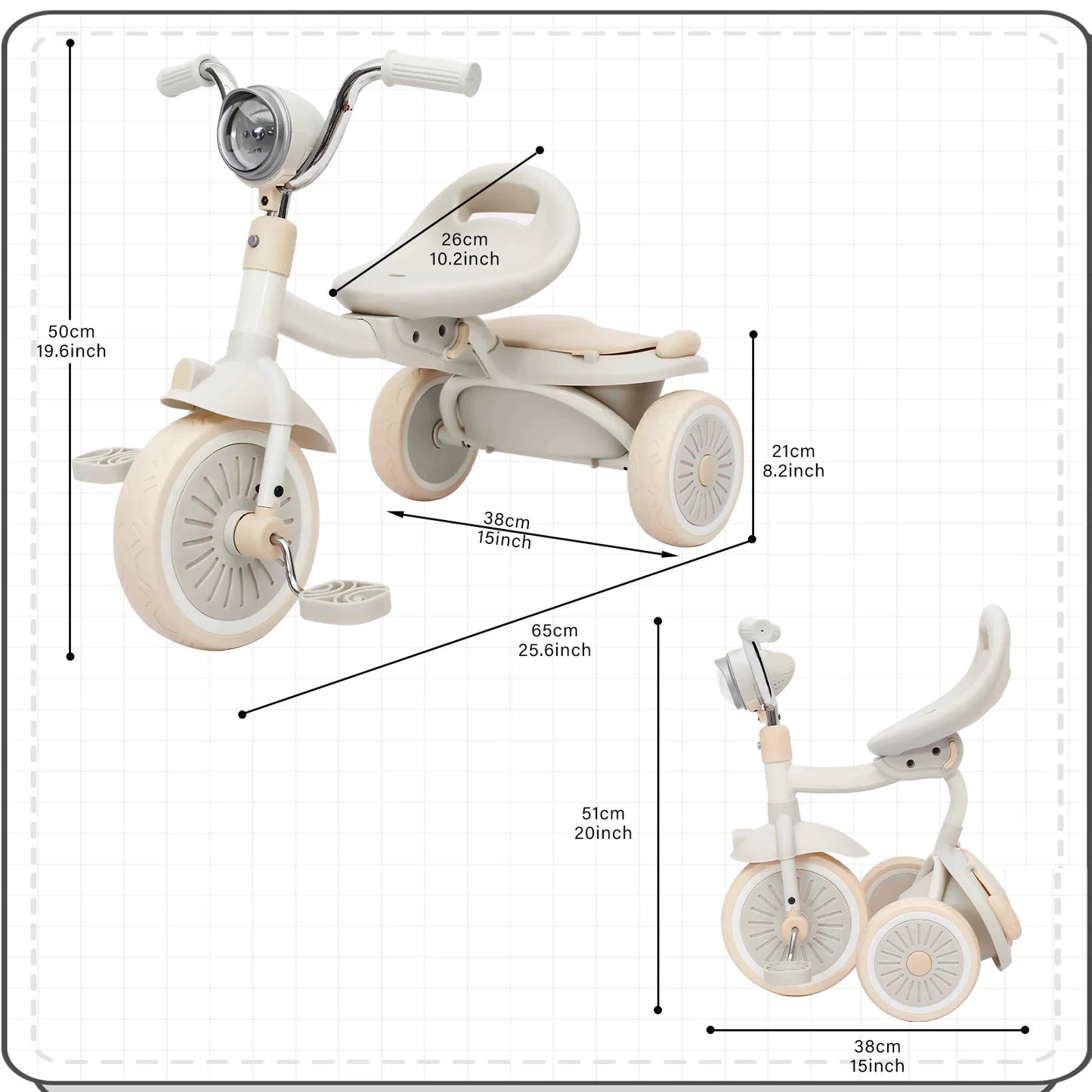 Baby Foldable Tricycle Trike with Pedals