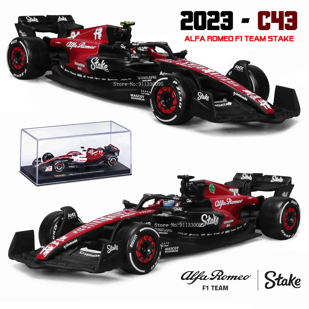 Bburago 1:43 F1 2023 24# Zhou Guanyu Alfa Romeo F1 Team Stake C43  77# Valtteri Bottas Alloy Car Die Cast