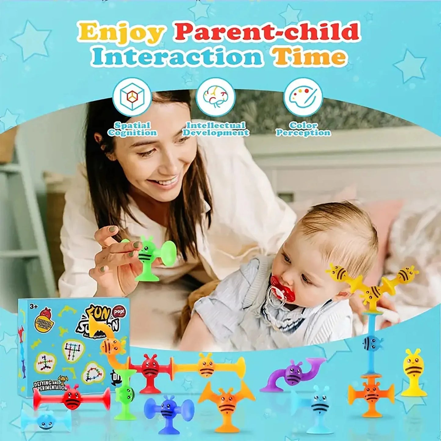 19 Pcs Silicon Suction Toys