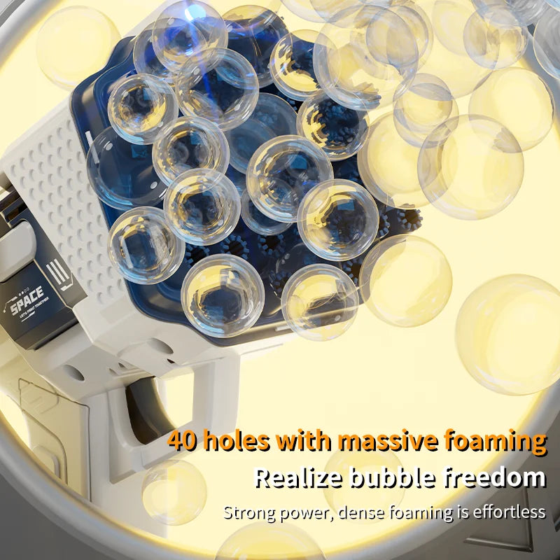 40 Holes Electric Automatic Bubble Gun LED Light