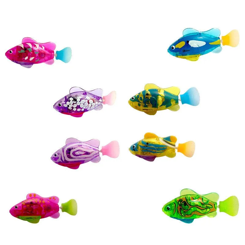 Electronic Fish Baby Summer Bath Toy Pet Cat Toys Swimming Robot Fish With LED Light Water Swim Pool Bathtub Toys Christmas Birt