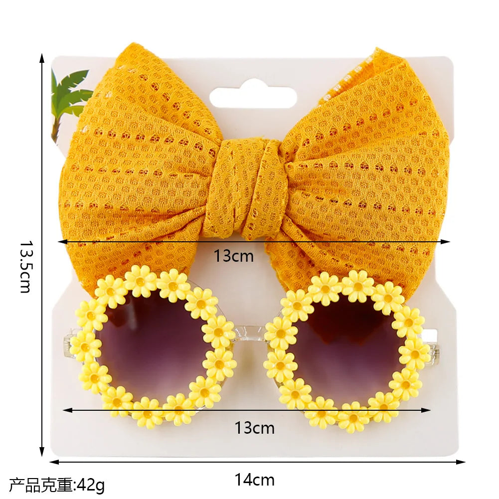 Daisy Baby Girls Sunglasses and Bow Headband Set