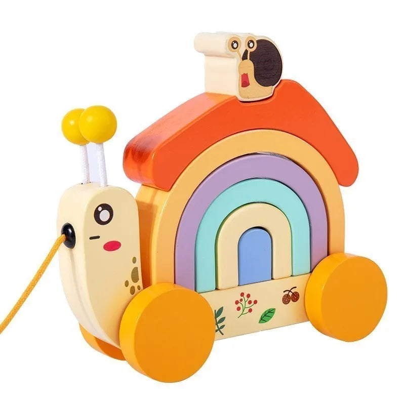 Wooden Rainbow Snail Toy