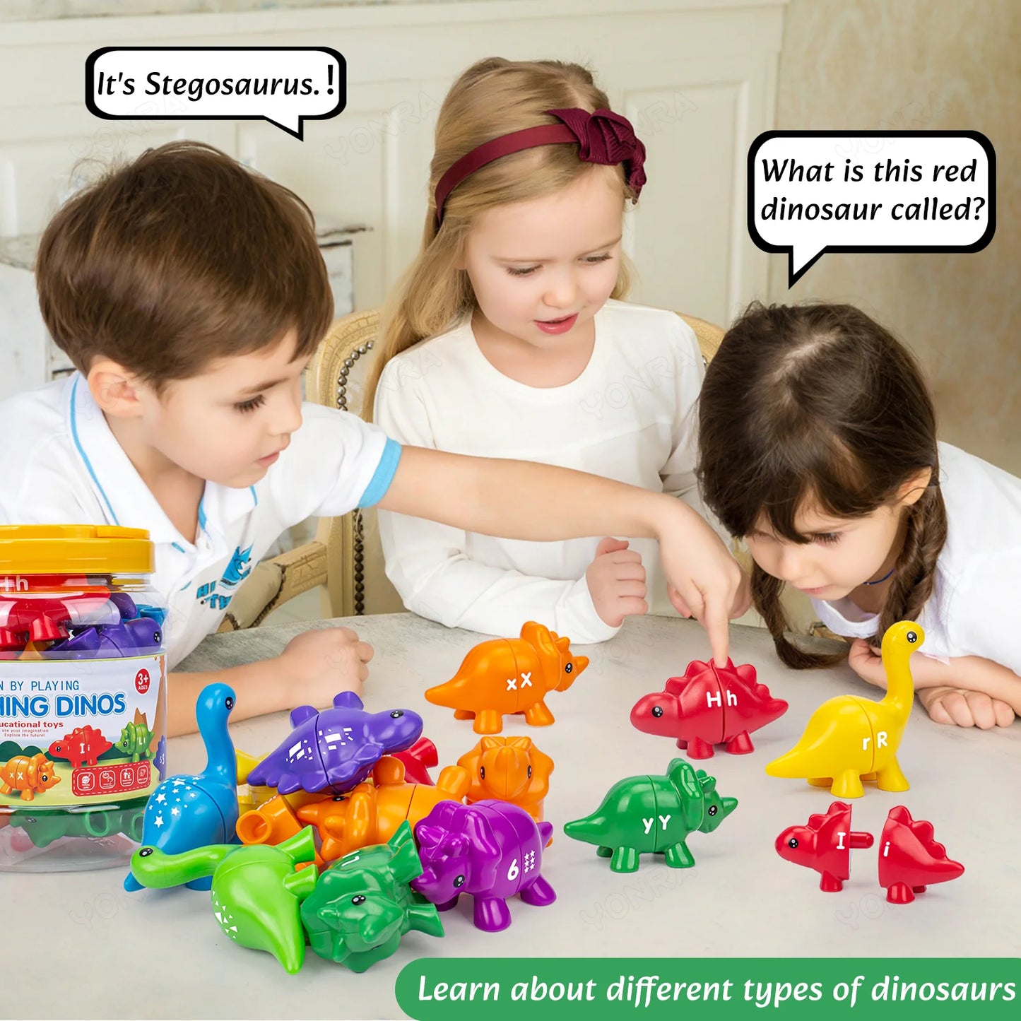 Matching Dinosaur Toy With storage bucket