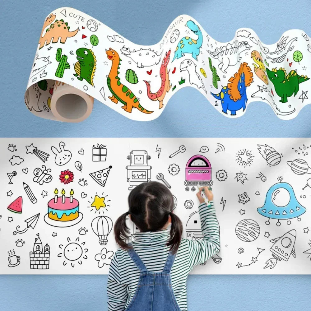 Children's Coloring Roll Sticky Paper Graffiti Scroll