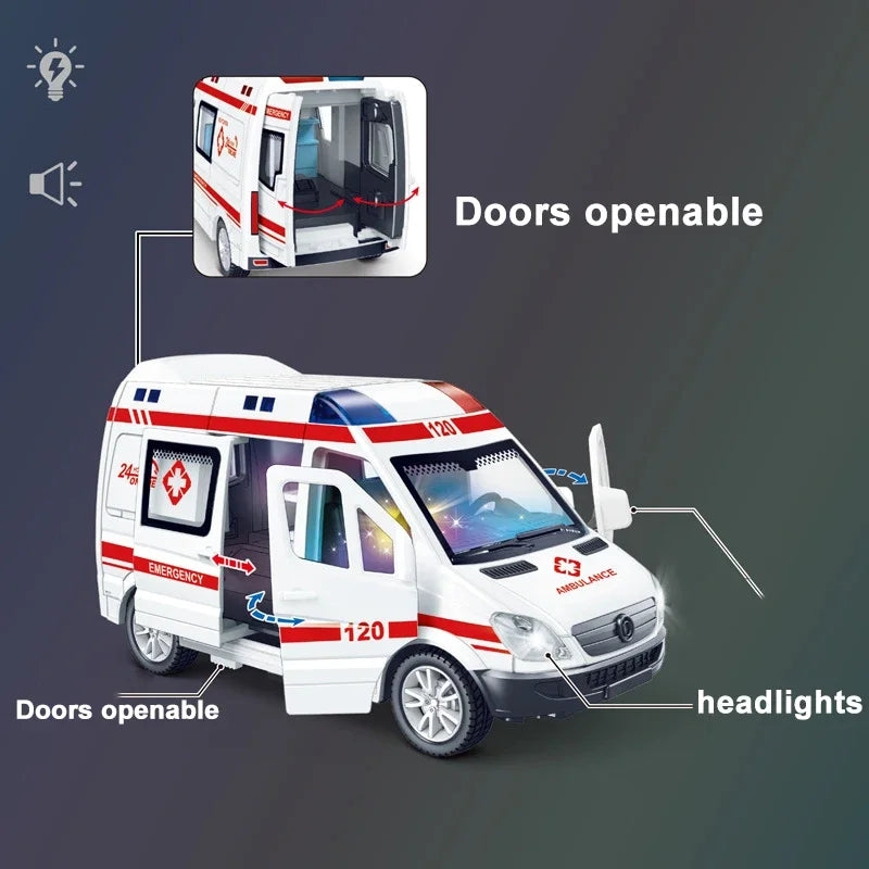 Die-cast Ambulance Fire-Truck Police Mini Car 1:32