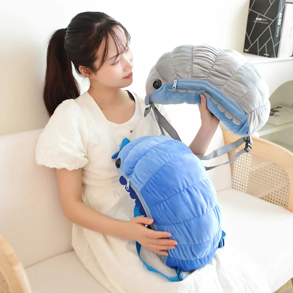 Simulation Insect Plush Toys Soft Cartoon Isopod Backpack Watermelon Worm Stuffed Hercules Beetle Toys Saw Shovel Stag Beetle