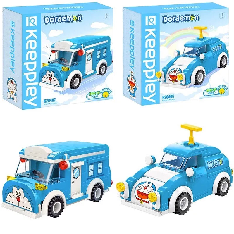 keeppley building blocks Doraemon car bus model Kawaii splicing children's toys birthday gift ornaments animation peripherals