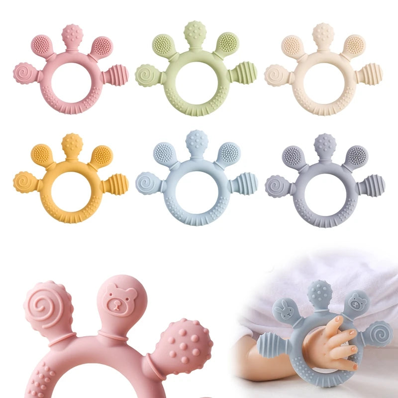 Silicone Teething Sensory Ring , Food Grade Toy