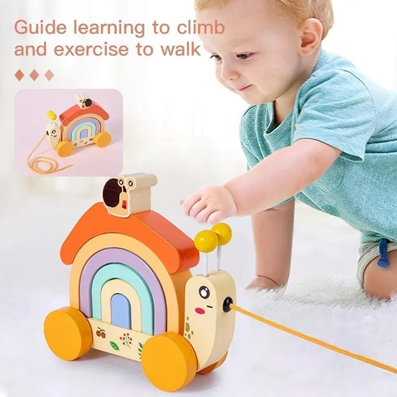 Wooden Rainbow Snail Toy