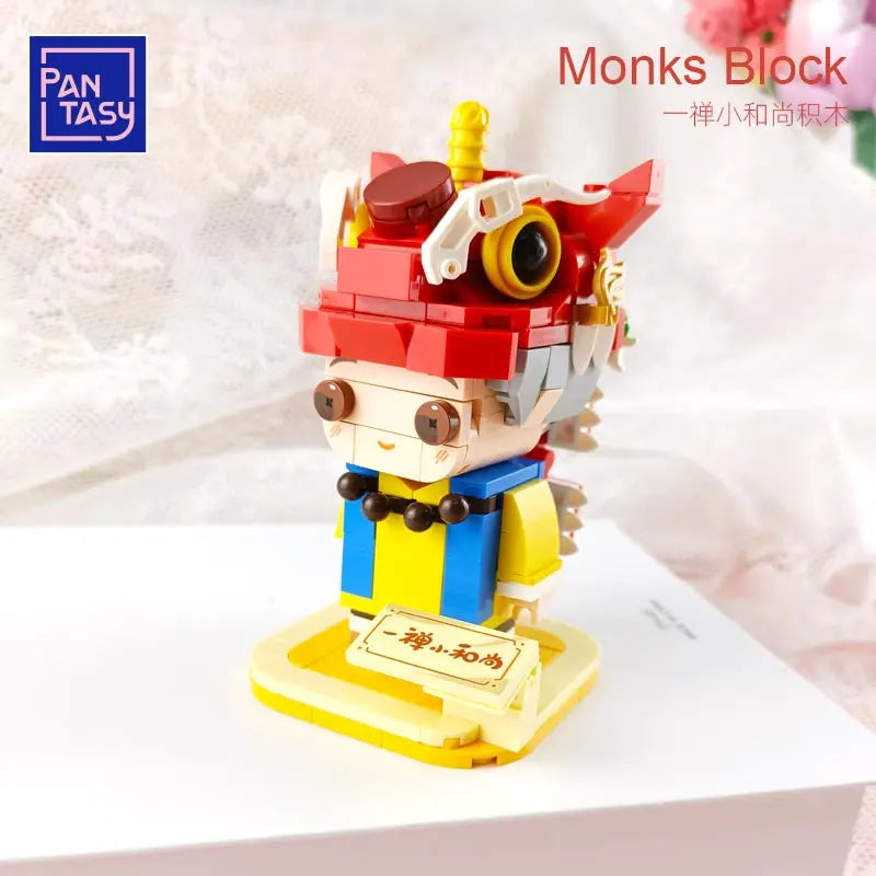 Pantasy a Zen little monk square head man building blocks children's educational assembly toys desktop decoration girl gift