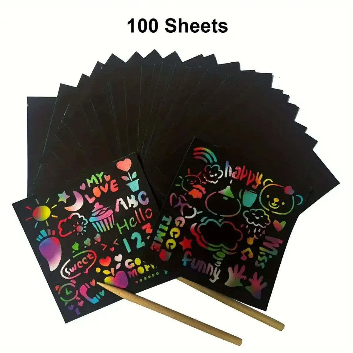 100Pcs Dazzling Scratch Painting