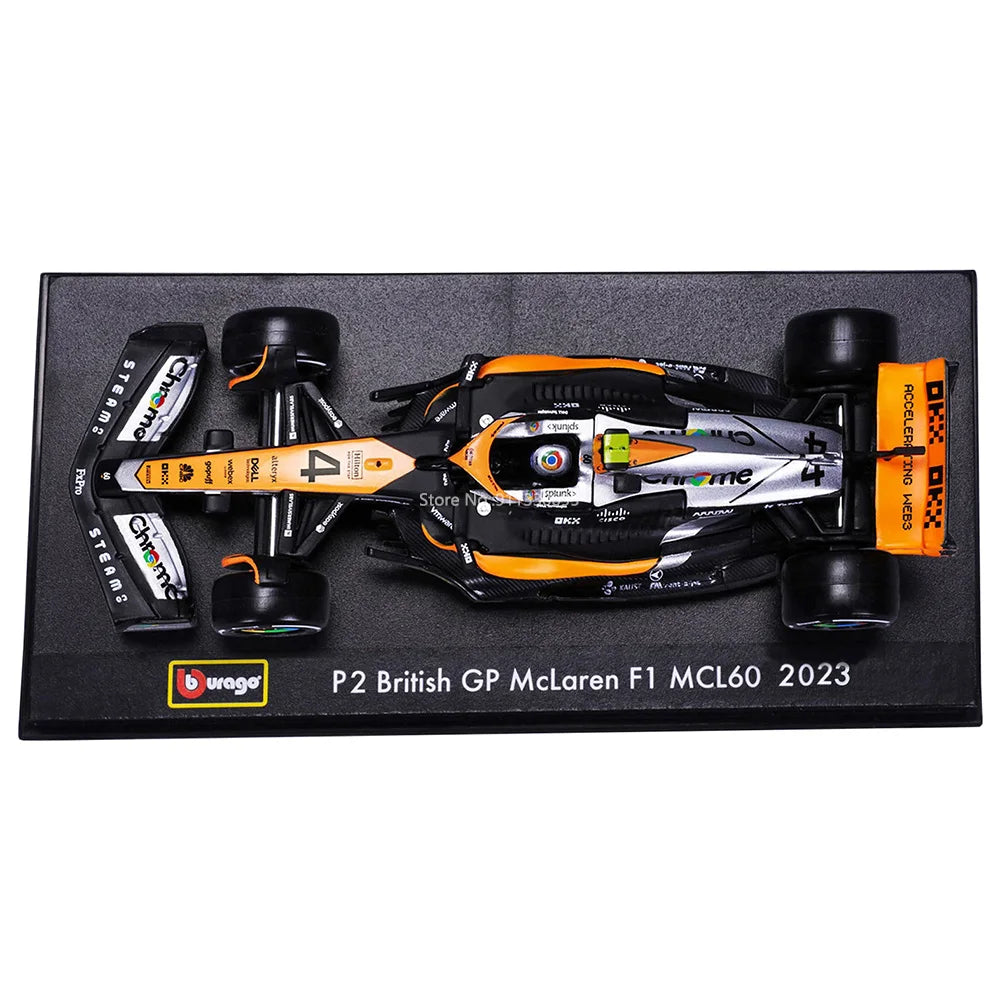 Bburago 1:43 MCL60 2023 4# Lando Norris P2 British GP Mclaren F1 #81 Oscar Piastri Car Die Cast Car Model Competition vehicles