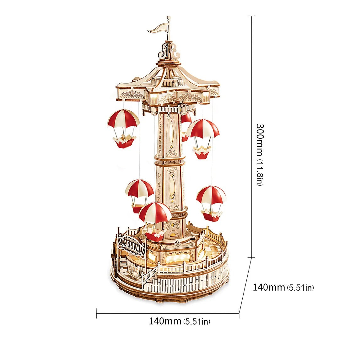 Robotime ROKR Parachute Tower DIY Music Box 3D Wooden Puzzle EA01