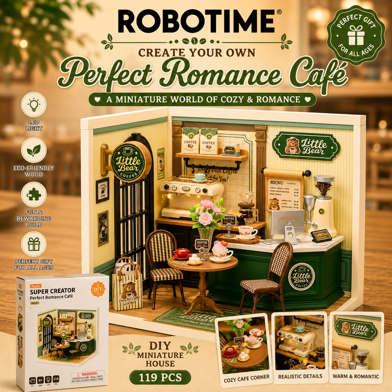 Rolife Perfect Romance Cafe Super Creator Miniature House DW028