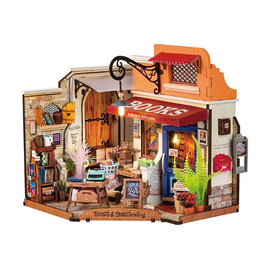 Robotime Rolife Corner Bookstore DIY Miniature House Kit DG164