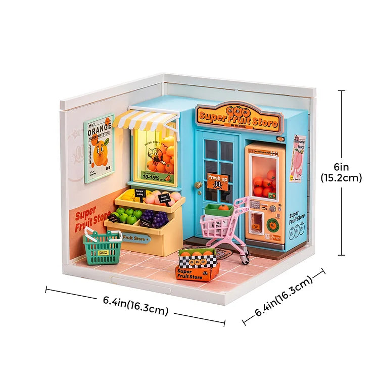 Robotime Rolife Super Creator Super Fruit Store Plastic DIY Miniature House Kit DW003